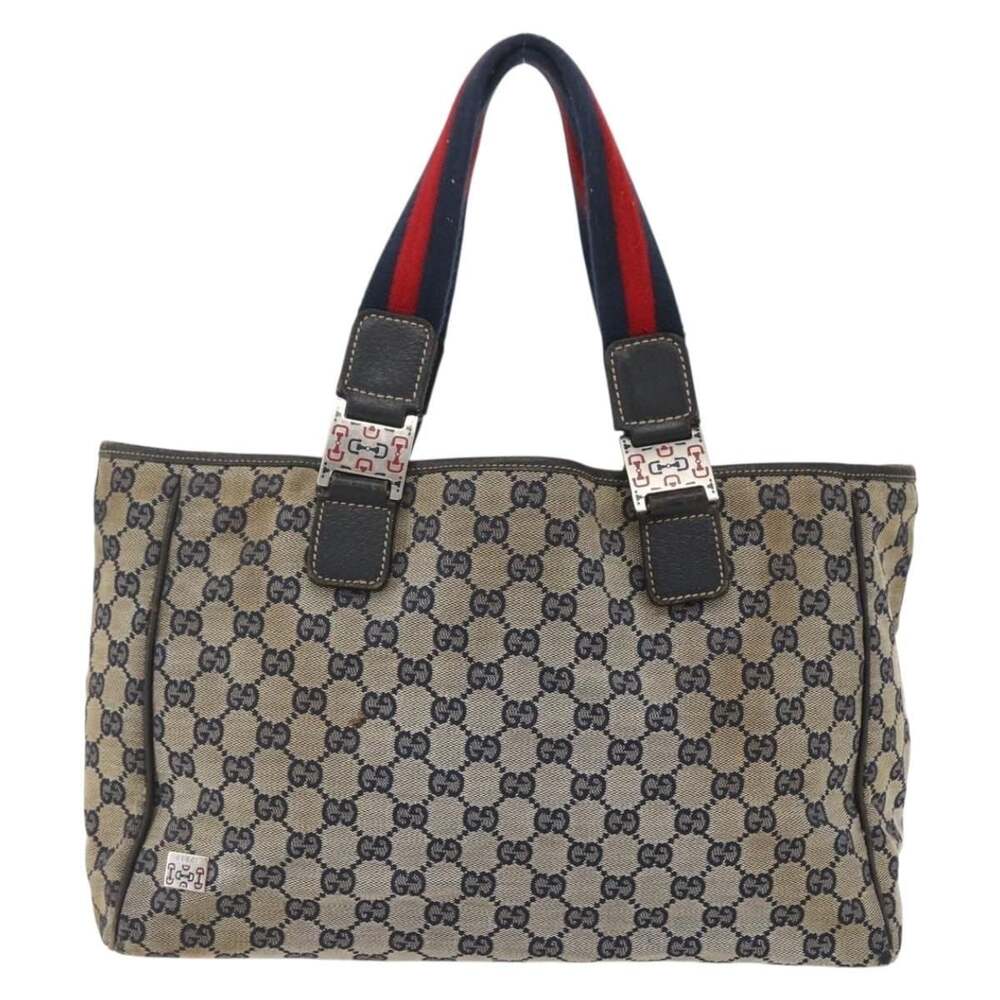 Gucci GG Canvas Web Tote Bag Navy